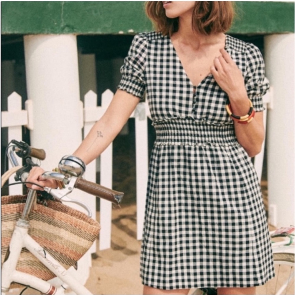Sezane Women Checkered Black And White Dress X34-42 - Picture 2 of 8